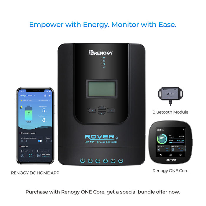 Purchase Renogy Rover Li 30 Amp MPPT Solar Charge Controller w/ Renogy ONE Core