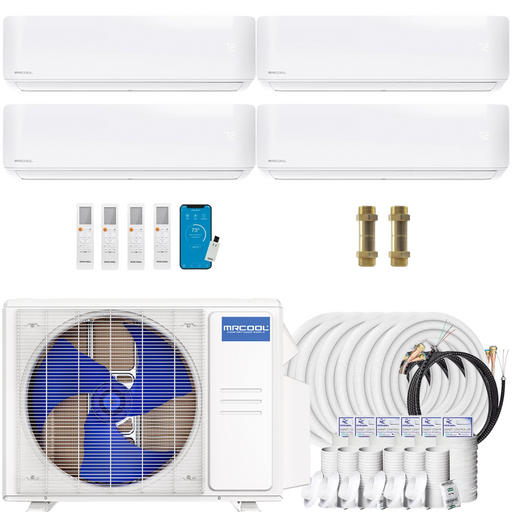 Buy MRCOOL DIY 4th Gen 4-Zone Mini Split Bundle: 36K BTU Ductless Air Conditioner & Heat Pump with 39K (9K + 9K + 9K + 12K) Wall Air Handlers, 202 ft. Total Lineset (16 + 16 + 35 + 35 + 50 + 50), Couplers and Install Kit | DIYM436HPW01C152