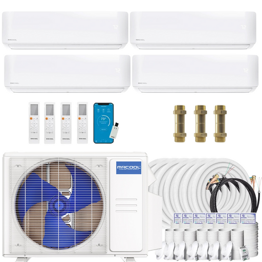 Buy MRCOOL DIY 4th Gen 4-Zone Mini Split Bundle: 36K BTU Ductless Air Conditioner & Heat Pump with 39K (9K + 9K + 9K + 12K) Wall Air Handlers, 214 ft. Total Lineset (16 + 16 + 16 + 16 + 50 + 50 + 50), Couplers and Install Kit | DIYM436HPW01C80