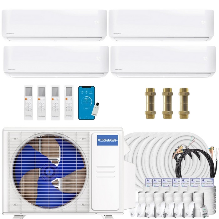 Buy MRCOOL DIY 4th Gen 4-Zone Mini Split Bundle: 36K BTU Ductless Air Conditioner & Heat Pump with 39K (9K + 9K + 9K + 12K) Wall Air Handlers, 214 ft. Total Lineset (16 + 16 + 16 + 16 + 50 + 50 + 50), Couplers and Install Kit | DIYM436HPW01C80