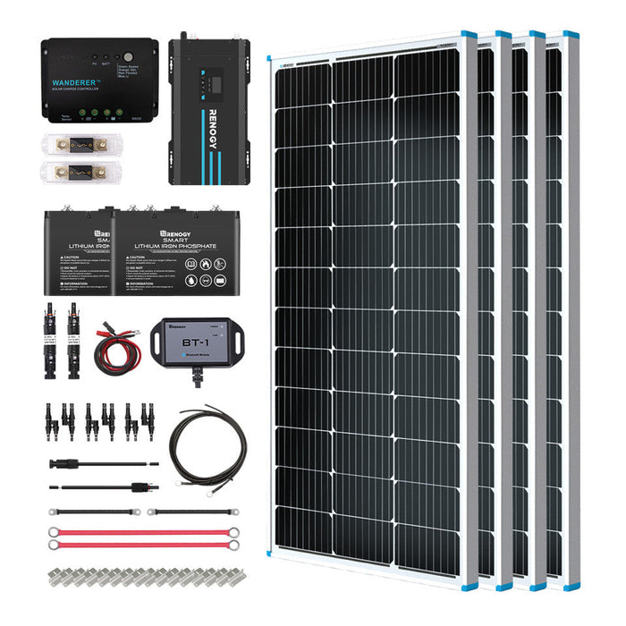 Buy Renogy 400W 12V General Off-Grid Solar Kit W/ 2*200W Rigid Panels (Customizable) (Wanderer Li 30A PWM W/ LCD & BT1 Module)