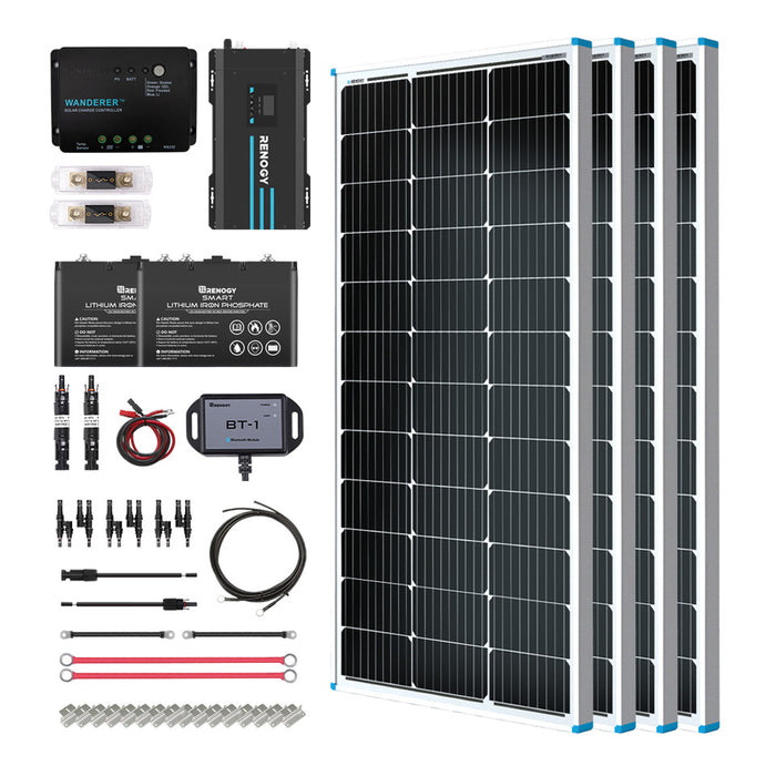Buy Renogy 400W 12V General Off-Grid Solar Kit W/ 4*100W Rigid Panels (Customizable) (Wanderer Li 30A PWM W/ LCD & BT1 Module)