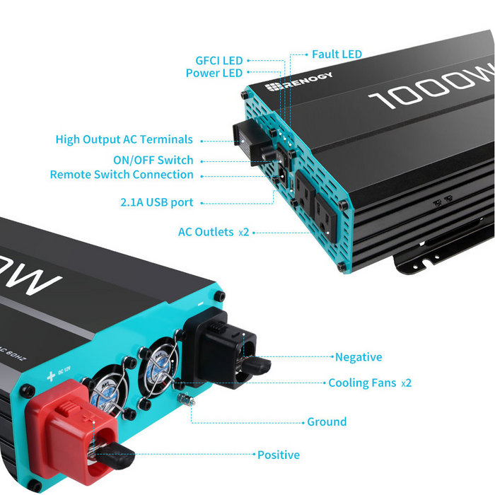 Shop Renogy 1000W 12V Pure Sine Wave Inverter Online