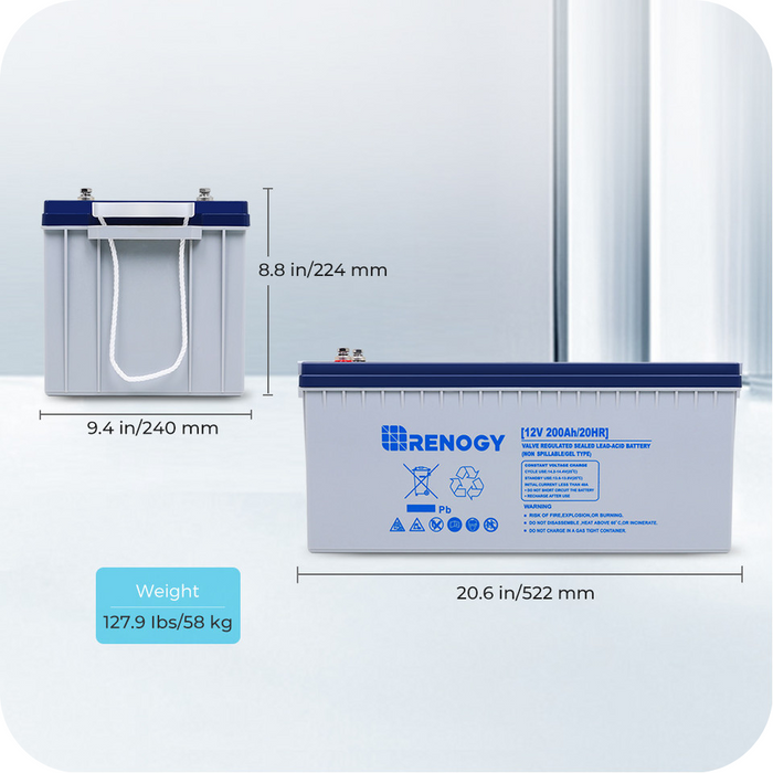 Renogy Deep Cycle Hybrid GEL Battery 12 Volt 200Ah With Discount