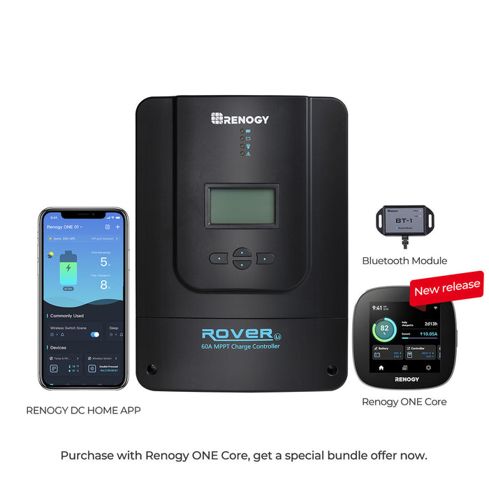 Buy Renogy Rover 60 Amp MPPT Solar Charge Controller (BT-1 & Renogy ONE Core option included) (Controller Only)