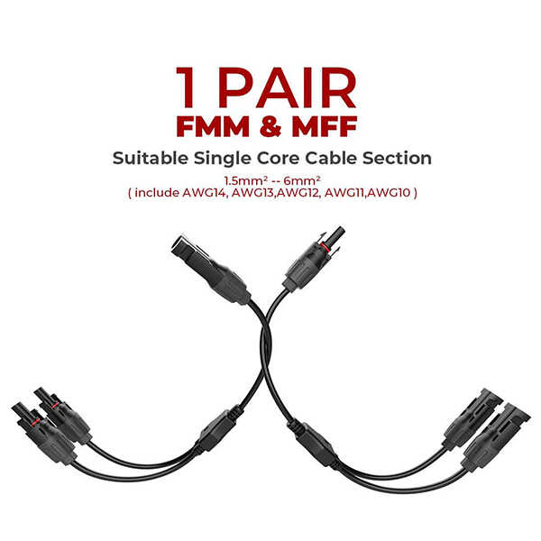 Purchase BougeRV Solar Connectors Y Branch Parallel Adapter Cable Wire | ISE002-B021