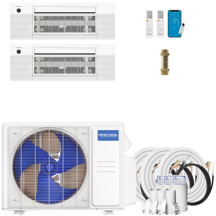 Buy MRCOOL DIY 4th Gen 2-Zone Mini Split Bundle: 18K BTU Ductless Air Conditioner & Heat Pump with 21K (9K + 12K) Ceiling Air Handlers, 101 ft. Total Lineset (16 + 35 + 50), Coupler and Install Kit | DIYM218HPC01C16
