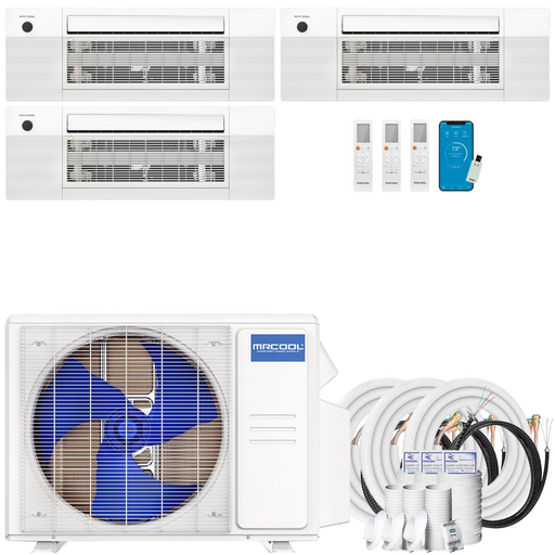 Buy MRCOOL DIY 4th Gen 3-Zone Mini Split Bundle: 36K BTU Ductless Air Conditioner & Heat Pump with 33K (9K + 12K + 12K) Ceiling Air Handlers, 48 ft. Total Lineset (16 + 16 + 16), and Install Kit | DIYM336HPC03C00