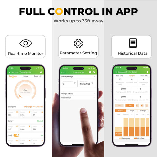Purchase BougeRV 30A MPPT Solar Charge Controller with Bluetooth 12V/24V | ISE197