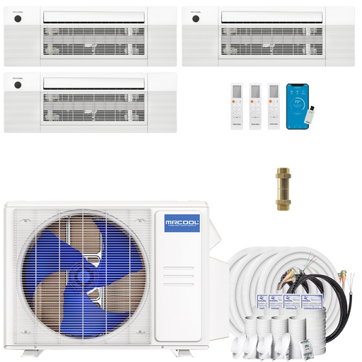 Buy MRCOOL DIY 4th Gen 3-Zone Mini Split Bundle: 27K BTU Ductless Air Conditioner & Heat Pump with 30K (9K + 9K + 12K) Ceiling Air Handlers, 166 ft. Total Lineset (16 + 50 + 50 + 50), Coupler and Install Kit | DIYM327HPC01C75