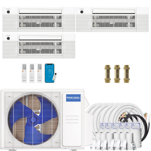 Buy MRCOOL DIY 4th Gen 3-Zone Mini Split Bundle: 36K BTU Ductless Air Conditioner & Heat Pump with 42K (12K + 12K + 18K) Ceiling Air Handlers, 207 ft. Total Lineset (16 + 16 + 25 + 50 + 50 + 50), Couplers and Install Kit | DIYM336HPC06C81