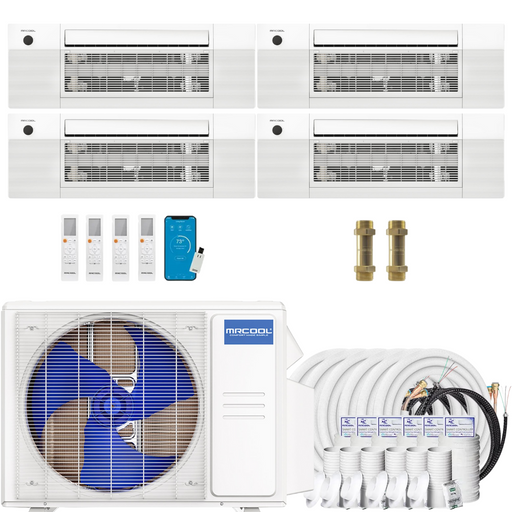 Buy MRCOOL DIY 4th Gen 4-Zone Mini Split Bundle: 36K BTU Ductless Air Conditioner & Heat Pump with 39K (9K + 9K + 9K + 12K) Ceiling Air Handlers, 191 ft. Total Lineset (16 + 25 + 25 + 25 + 50 + 50), Couplers and Install Kit | DIYM436HPC01C48