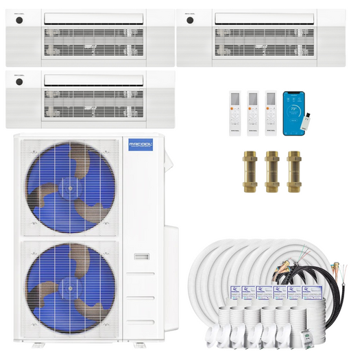 Buy MRCOOL DIY 4th Gen 3-Zone Mini Split Bundle: 48K BTU Ductless Air Conditioner & Heat Pump with 48K (12K + 18K + 18K) Ceiling Air Handlers, 198 ft. Total Lineset (16 + 16 + 16 + 50 + 50 + 50), Couplers and Install Kit | DIYM348HPC01C80