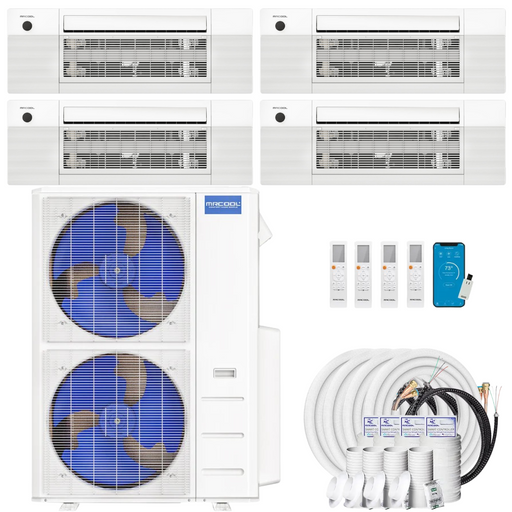Buy MRCOOL DIY 4th Gen 4-Zone Mini Split Bundle: 48K BTU Ductless Air Conditioner & Heat Pump with 45K (9K + 9K + 9K + 18K) Ceiling Air Handlers, 150 ft. Total Lineset (25 + 25 + 50 + 50), and Install Kit | DIYM448HPC01C99