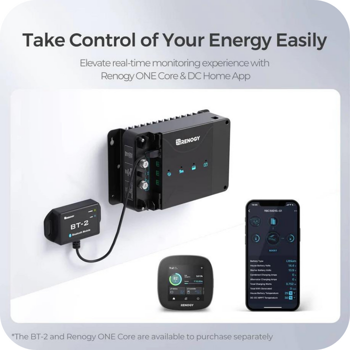 Learn More About Renogy DCC50S 12V 50A DC-DC On-Board Battery Charger with MPPT with Renogy ONE Core