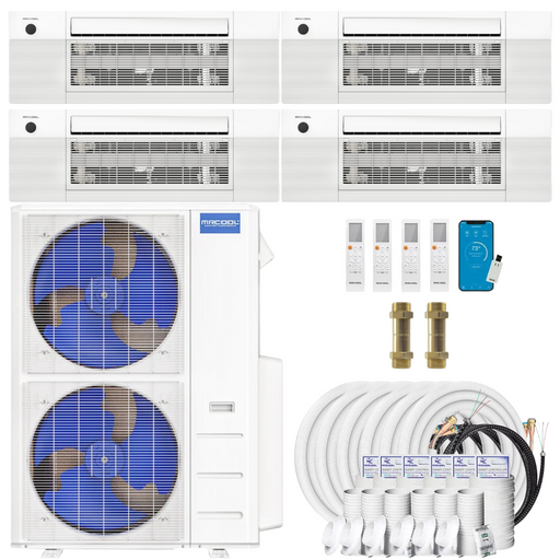 Buy MRCOOL DIY 4th Gen 4-Zone Mini Split Bundle: 48K BTU Ductless Air Conditioner & Heat Pump with 45K (9K + 9K + 9K + 18K) Ceiling Air Handlers, 198 ft. Total Lineset (16 + 16 + 16 + 50 + 50 + 50), Couplers and Install Kit | DIYM448HPC01C77