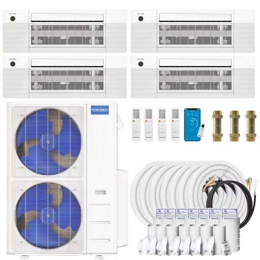 Buy MRCOOL DIY 4th Gen 4-Zone Mini Split Bundle: 48K BTU Ductless Air Conditioner & Heat Pump with 48K (12K + 12K + 12K + 12K) Ceiling Air Handlers, 214 ft. Total Lineset (16 + 16 + 16 + 16 + 50 + 50 + 50), Couplers and Install Kit | DIYM448HPC04C80