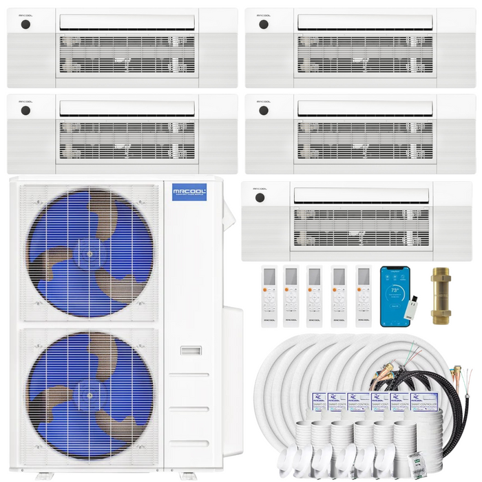Buy MRCOOL DIY 4th Gen 5-Zone Mini Split Bundle: 48K BTU Ductless Air Conditioner & Heat Pump with 48K (9K + 9K + 9K + 9K + 12K) Ceiling Air Handlers, 215 ft. Total Lineset (25 + 35 + 35 + 35 + 35 + 50), Coupler and Install Kit | DIYM548HPC01C340