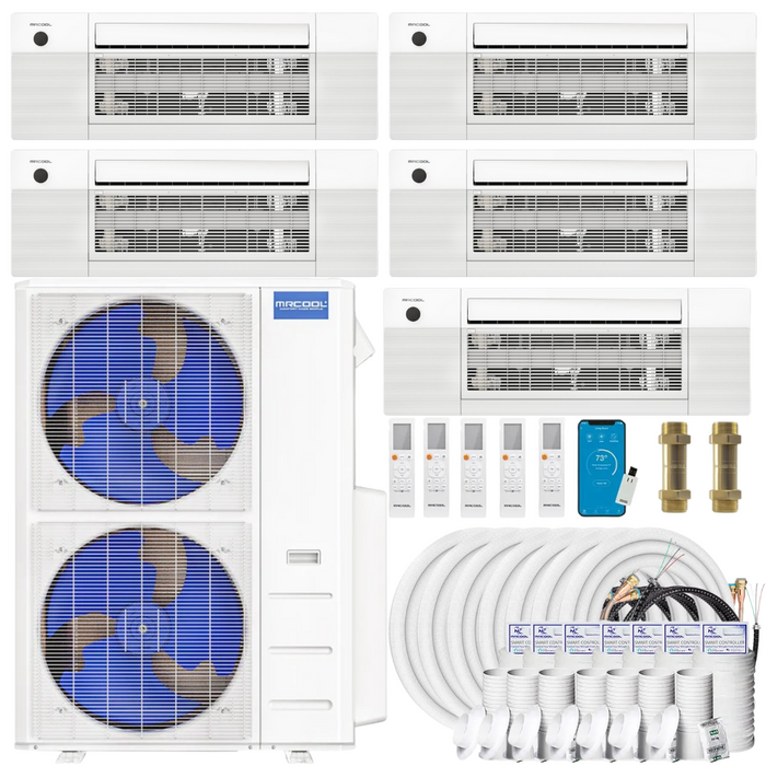 Buy MRCOOL DIY 4th Gen 5-Zone Mini Split Bundle: 48K BTU Ductless Air Conditioner & Heat Pump with 48K (9K + 9K + 9K + 9K + 12K) Ceiling Air Handlers, 207 ft. Total Lineset (16 + 16 + 25 + 25 + 25 + 50 + 50), Couplers and Install Kit | DIYM548HPC01C48