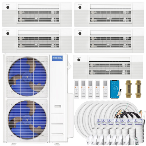 Buy MRCOOL DIY 4th Gen 5-Zone Mini Split Bundle: 48K BTU Ductless Air Conditioner & Heat Pump with 45K (9K + 9K + 9K + 9K + 9K) Ceiling Air Handlers, 208 ft. Total Lineset (16 + 16 + 16 + 25 + 35 + 50 + 50), Couplers and Install Kit | DIYM548HPC00C62