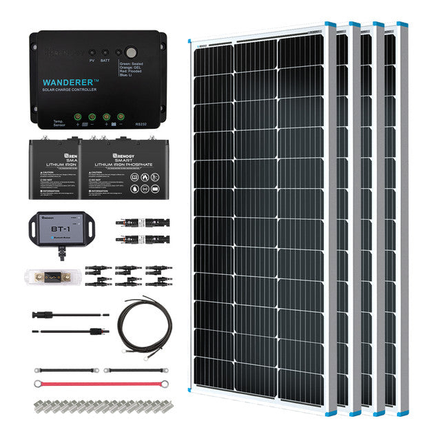 Buy Renogy 400W 12V General Off-Grid Solar Kit W/ 4*100W Rigid Panels (Customizable) (Rover 40A MPPT W/ LCD & BT1 Module)