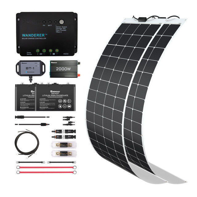 Buy Renogy 400W 12V General Off-Grid Solar Kit W/ 2*200W Flexible Panels (Customizable) (Rover 40A MPPT W/ LCD & BT1 Module)