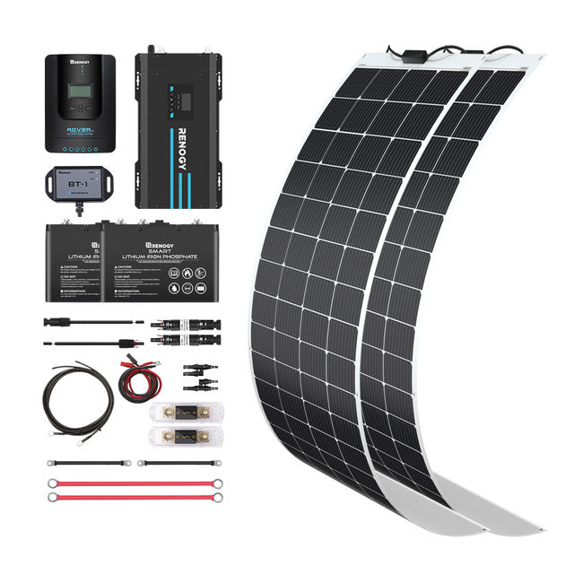 Buy Renogy 400W 12V General Off-Grid Solar Kit W/ 2*200W Flexible Panels (Customizable) (Rover 40A MPPT W/ LCD & BT1 Module And 2*12V 100Ah Self-Heating LiFePO4 Battery W/ BT2 Module)