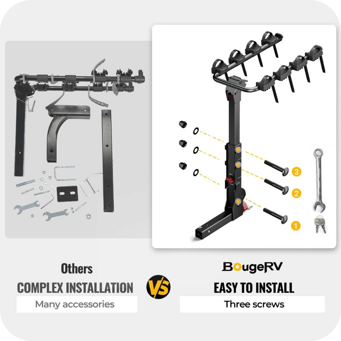 BougeRV Lockable Foldable Bike Rack Hitch for Car/SUV/Truck | IRK010 Available Now