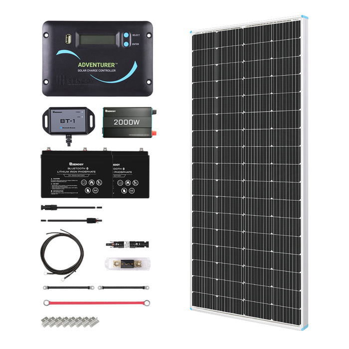 Buy Renogy 200W 12V General Off-Grid Solar Kit W/ 1*200W Rigid Panels (Customizable) (Rover 20A MPPT W/ LCD & BT1 Module)