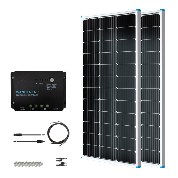 Buy Renogy 200W 12V General Off-Grid Solar Kit W/ 2*100W Rigid Panels (Customizable) (Wanderer Li 30A PWM W/LCD & BT1 Module)