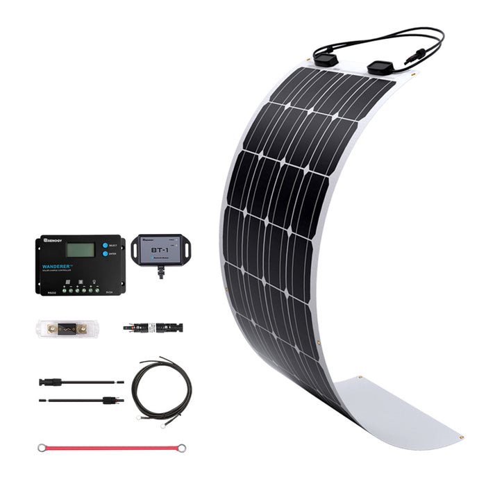 Buy Renogy 100W 12V General Off-Grid Solar Kit W/ 1*100W Flexible Panels (Customizable) (Wanderer 10A PWM Charge Controller, 12V 100Ah Self-Heating LiFePO4 Battery W/ BT2 Module And 1000W 12V Pure Sine Wave Inverter)
