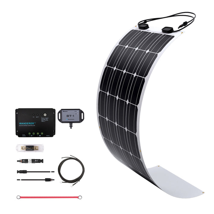 Buy Renogy 100W 12V General Off-Grid Solar Kit W/ 1*100W Flexible Panels (Customizable) (Wanderer LI 30A PWM W/ LCD & BT1 Module, 12V 100Ah LiFePO4 Battery W/ Built-In Bluetooth And 1000W 12V Pure Sine Wave Inverter)