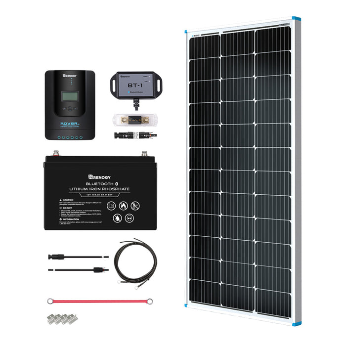 Buy Renogy 100W 12V General Off-Grid Solar Kit W/ 1*100W Rigid Panels (Customizable) (Rover 20A MPPT W/ LCD & BT1 Module And 12V 100Ah LiFePO4 Battery W/ Built-In Bluetooth)