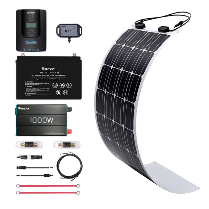 Buy Renogy 100W 12V General Off-Grid Solar Kit W/ 1*100W Flexible Panels (Customizable) (Rover 20A MPPT W/ LCD & BT1 Module And 12V 100Ah Self-Heating LiFePO4 Battery W/ BT2 Module)