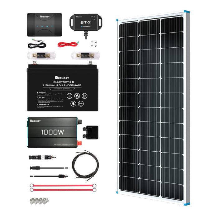 Buy Renogy 100W 12V Solar RV Kit (Customizable) (1*100W 12V Flexible Solar Panel And 1*12V 100Ah LiFePO4 Battery W/ Bulit-in Bluetooth)