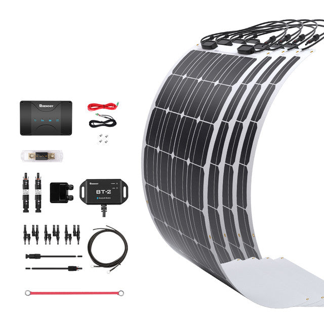 Buy Renogy 400W 12V Solar RV Kit (Customizable) (4*100 12V Flexible Solar Panel And 2*12V 100Ah Self-Heating LiFePO4 Battery W/ BT2 Module)