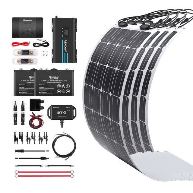 Buy Renogy 400W 12V Solar RV Kit (Customizable) (4*100 12V Semi-Flexible Solar Panel (Black Division))