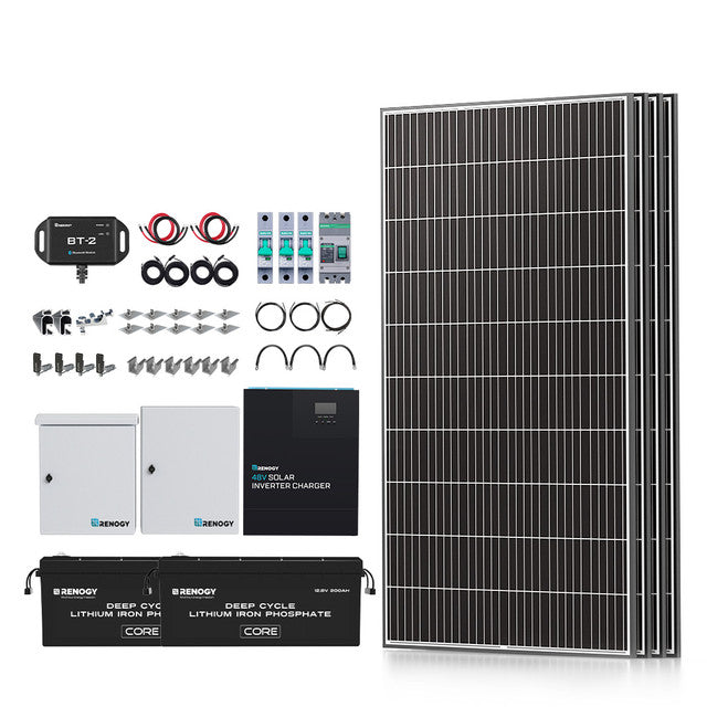 Buy Renogy 1200W/2500W/4800W Tiny House Home Cabin Kit (Customizable) (1200W (4*320W Solar Panel), 12V 200Ah Deep Cycle AGM Battery And Roof Mount Brackets)