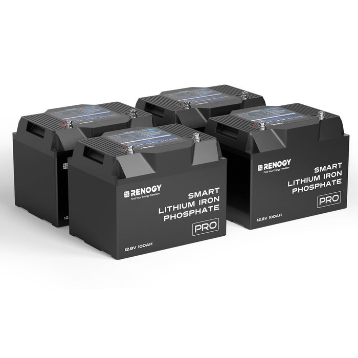 Buy Renogy 12V 100Ah Pro Smart Lithium Iron Phosphate (LiFePO4) Battery w/Bluetooth & Self-heating Function (4pcs)
