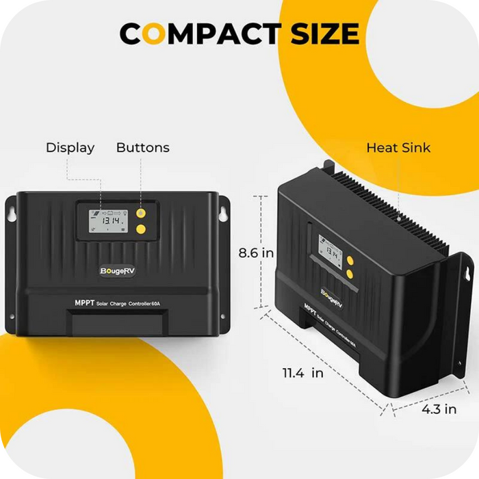 Best Price for BougeRV 60A MPPT Solar Charge Controller with Bluetooth 12V/24V | ISE198