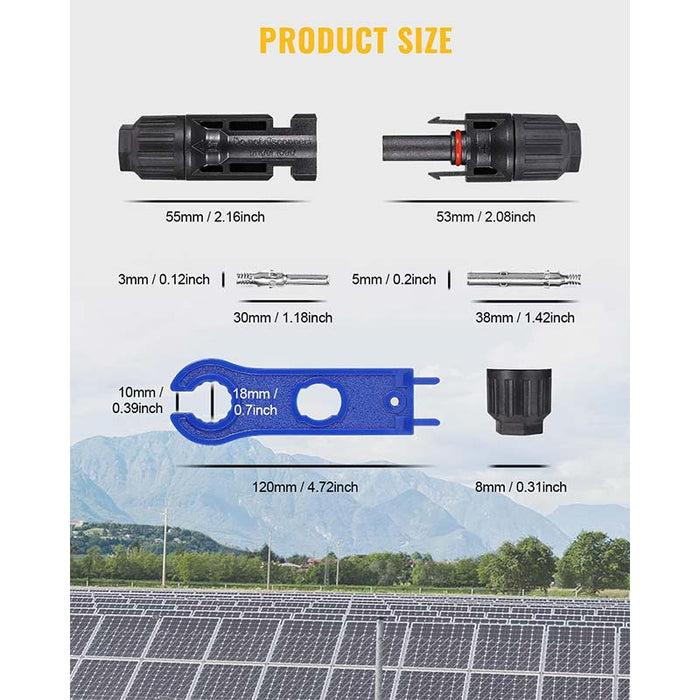 Lowest Price for BougeRV 12 PCS Solar Connectors with Spanners 6 Pairs Male/Female | IRV014-B021
