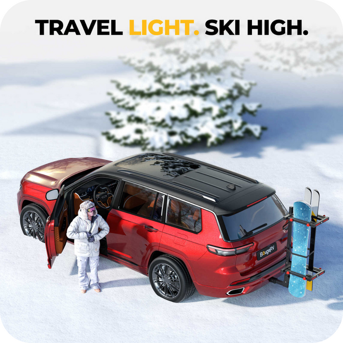 BougeRV Hitch Ski Snowboard Rack with Security Lock(Fit for 2" Receiver) | IRK027 With Discount
