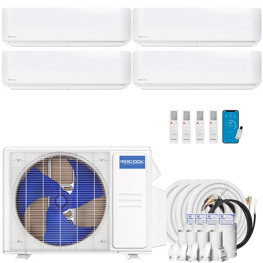 Buy MRCOOL DIY 4th Gen 4-Zone Mini Split Bundle: 36K BTU Ductless Air Conditioner & Heat Pump with 39K (9K + 9K + 9K + 12K) Wall Air Handlers, 151 ft. Total Lineset (16 + 35 + 50 + 50), and Install Kit | DIYM436HPW01C58