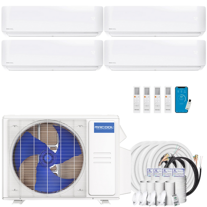 Buy MRCOOL DIY 4th Gen 4-Zone Mini Split Bundle: 36K BTU Ductless Air Conditioner & Heat Pump with 42K (9K + 9K + 12K + 12K) Wall Air Handlers, 136 ft. Total Lineset (16 + 35 + 35 + 50), and Install Kit | DIYM436HPW02C51