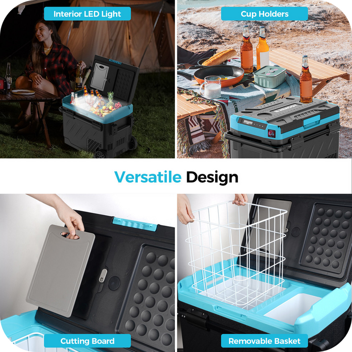 Buy Renogy 53 Quart (50L) Portable Refrigerator (Portable Refrigerator + Portable Power Station 200 + 80W Portable Solar Panel +10Ft 16AWG Adapter Cable)
