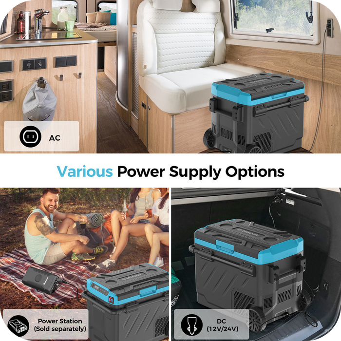 Buy Renogy 53 Quart (50L) Portable Refrigerator (Portable Refrigerator + Portable Power Station 1000 + 220w Solar Panel)