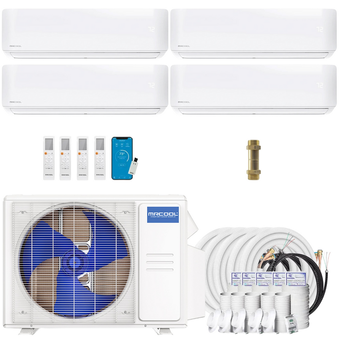 Buy MRCOOL DIY 4th Gen 4-Zone Mini Split Bundle: 36K BTU Ductless Air Conditioner & Heat Pump with 39K (9K + 9K + 9K + 12K) Wall Air Handlers, 171 ft. Total Lineset (16 + 35 + 35 + 35 + 50), Coupler and Install Kit | DIYM436HPW01C143
