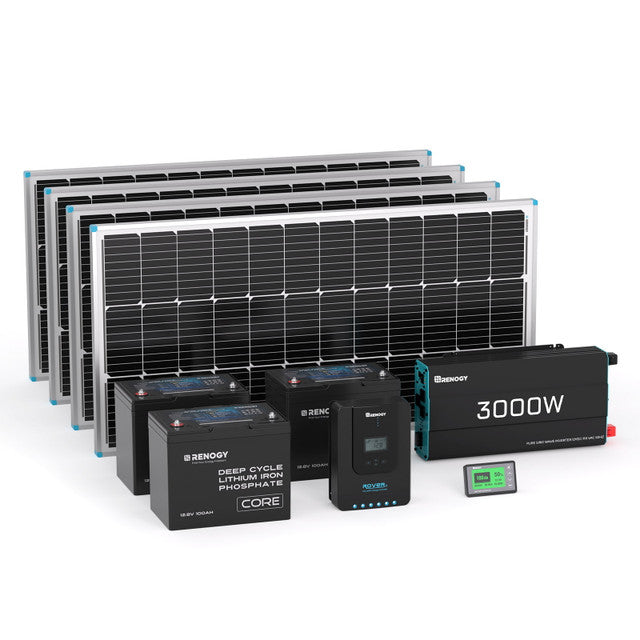 Buy Renogy 400W Complete Kit for Workshop/Shed (3*12V 100Ah Core Series Lithium Batteries)