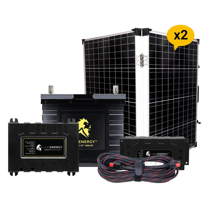 Buy Lion Energy RV and Off-Grid 12V Lithium Battery 105Ah Solar Power System (0 Battery Warmers, 2 Solar Panels And 1 Battery Charger)