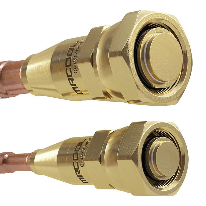Zoomed in View of Lineset Connectors For MRCOOL DIY 4th Gen 3-Zone Mini Split Bundle: 27K BTU Ductless Air Conditioner & Heat Pump with 30K (9K + 9K + 12K) Ceiling Air Handlers, 166 ft. Total Lineset (16 + 50 + 50 + 50), Coupler and Install Kit | DIYM327HPC01C75
